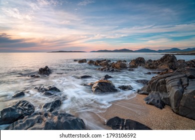 Rocks on the beach at Bagh Steinigidh on the Isle of Harris in Scotland