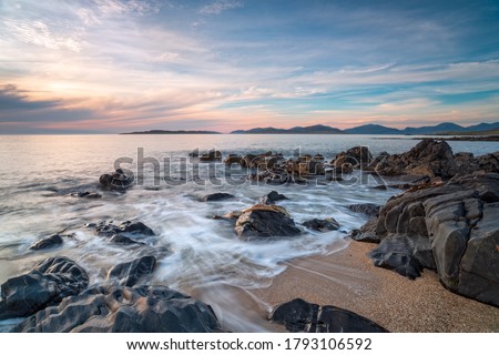 Rocks on the beach at Bagh Steinigidh on the Isle of Harris in Scotland