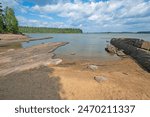 Rocks and Sand on a Northern Lake on Paint Lake in Northern Manitoba