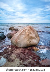 Rocks at the shores of Moens Klint, Denmark, Europe.