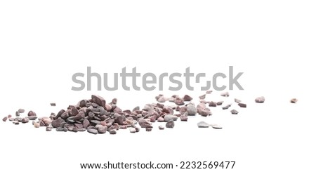 Rocks, stones pile isolated on white background, side view