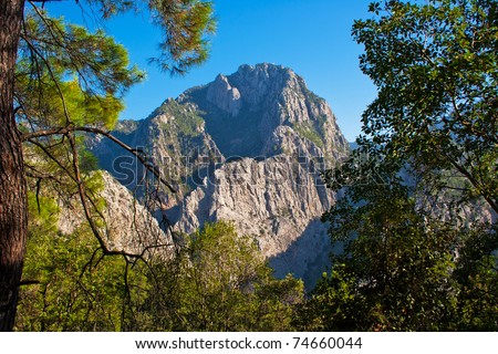 rocks and trees of the canyon Goynuk in Taurus Mountains. Turkey