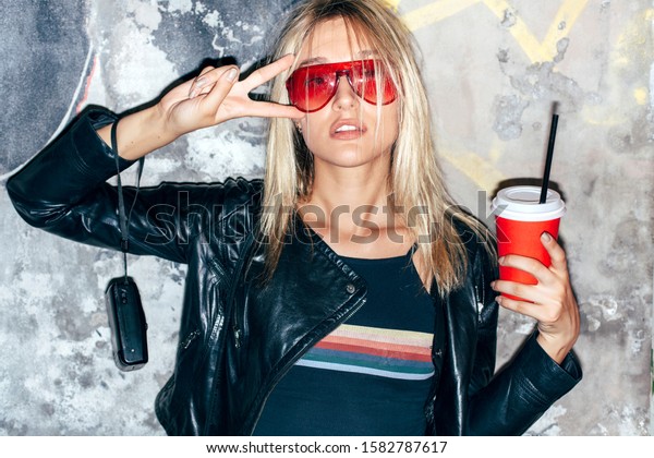 Rockstar Girl Night Party Urban Style Stock Photo Edit Now