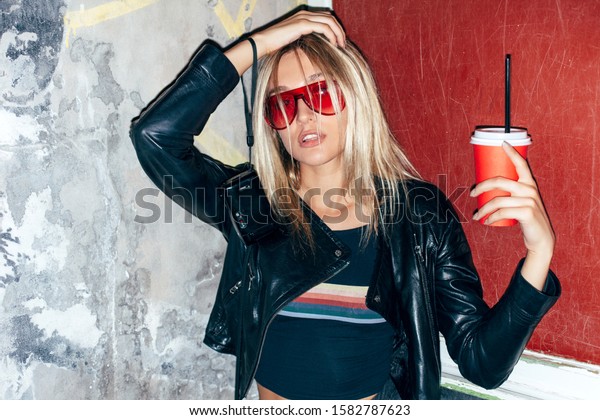 Rockstar Girl Night Party Urban Style Stock Photo Edit Now