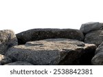 Rock,Stones podium isolated background for mockup products display,Rock Cliff with rough texture surface,Natural stone formation located part of the mountain,Edge of Big Rock Sea with clipping path