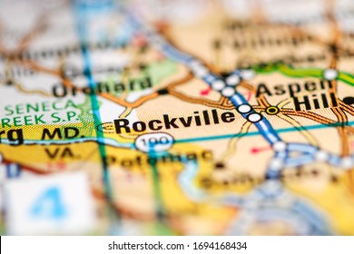 Rockville. Maryland. USA On A Geography Map