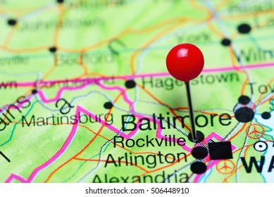 Rockville Pinned On A Map Of Maryland, USA
