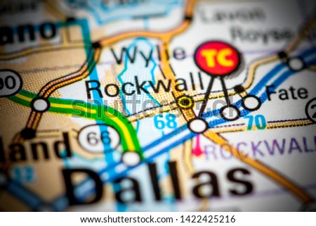 Rockwall. Texas. USA on a map
