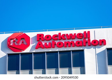 Rockwell Automation Sign, Logo On The Facade Of Silicon Valley Office - San Jose, California, USA - 2021