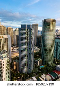 Rockwell Center Is A High-end Mixed-use Area In Makati, Metro Manila, Philippines. Aerial Of The Complex.