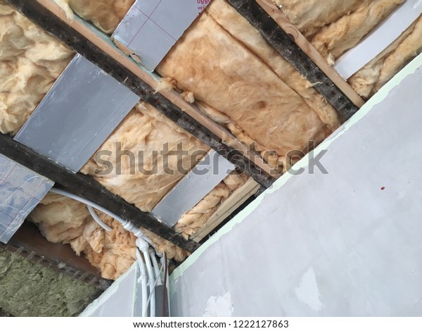 Rockwool Insulation Fibre Insulation Board Stuffed Stock Photo