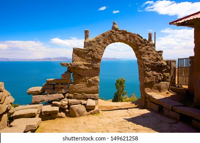 Rocky Arch on Taquile Island , Puno, Peru