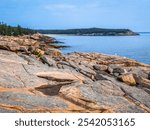 Rocky Atlantic Ocean  coastline in Acadia National Park  on Mount Desert Island in Maine USA