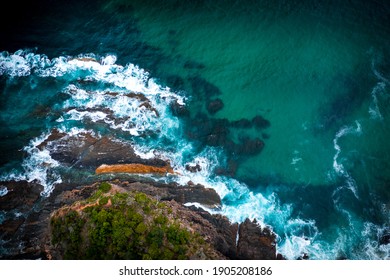 Rocky Australian Beach With Azure Water From Above View