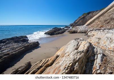 Rocky beach near Goleta at Gaviota Beach state park on the central coast of California United States