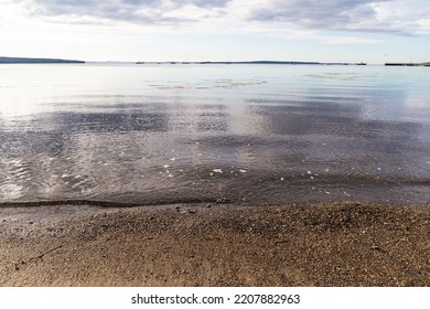 Rocky beach on the coast of Maine with distant islands. - Shutterstock ID 2207882963