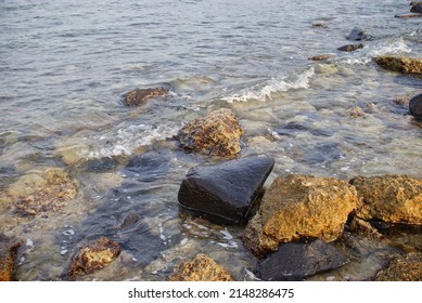 Rocky Beach On The Red Sea Coast, In Jeddah, Saudi Arabia