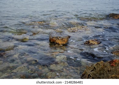 Rocky Beach On The Red Sea Coast, In Jeddah, Saudi Arabia