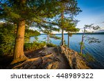 Rocky bluff above Winnisquam Lake, at Ahern State Park, in Laconia, New Hampshire.