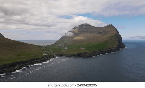 the rocky coast of the Faroe Islands, a bird's-eye view - Powered by Shutterstock