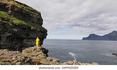 the rocky coast of the Faroe Islands, a bird's-eye view - Powered by Shutterstock