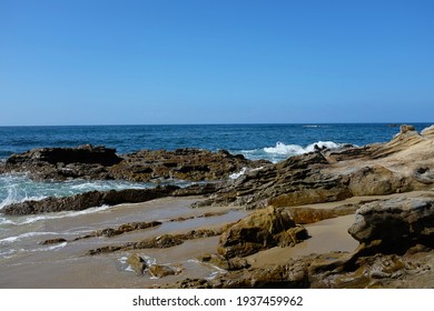 Rocky Coastline At Laguna Beach A Southern California Beach Town. 