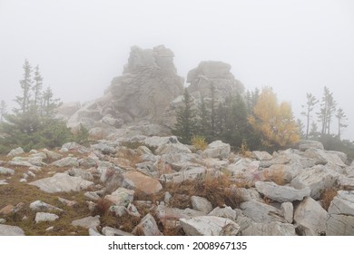 A Rocky And Dangerous Terrain On A Foggy Day