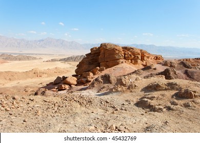 Rocky Desert Landscape Near Eilat In Israel