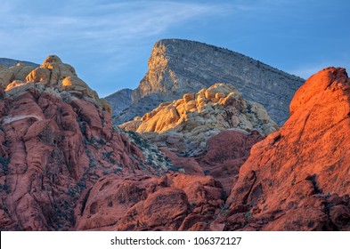 Rocky Desert Landscape At Sunset, Red Rock Canyon National Recreation Area, Las Vegas, Nevada, USA