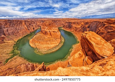 Rocky formation of the great horseshoe bend.  - Powered by Shutterstock