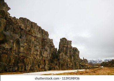 Rocky Glacial Outcropping In Thingvellir (Pingvellir) National Park.