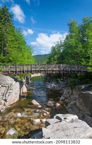 The rocky gorge scenic area on kancamagus Highway on the swift river in Albany new hampshire on a sunny day.