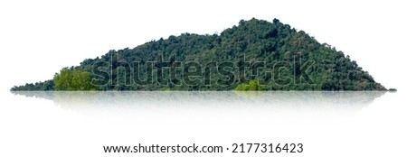 Rocky mountain with green forest at Loei Province, Thailand, isolated on white background.