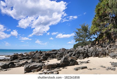 Rocky Noosa Beach on a beautiful day, Queensland, Australia
