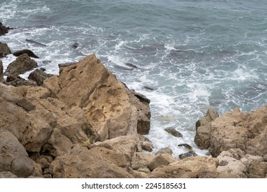 A rocky ocean coast of Peniche, Portugal