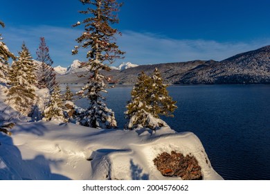 Rocky Point Above Lake McDonald In Winter In Glacier National Park, Montana, USA