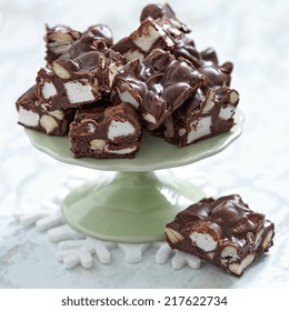 Rocky Road Fudge With Marshmallow And Nuts