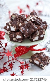 Rocky Road Fudge With Marshmallow And Nuts