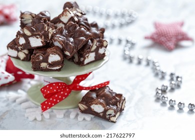 Rocky Road Fudge With Marshmallow And Nuts