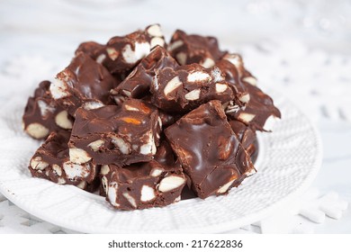 Rocky Road Fudge With Marshmallow And Nuts