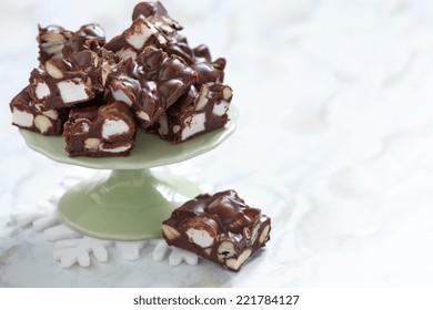 Rocky Road Fudge With Marshmallow And Nuts