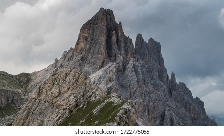 rocky sharp mountain ridge with a chasm on both sides. - Shutterstock ID 1722775066