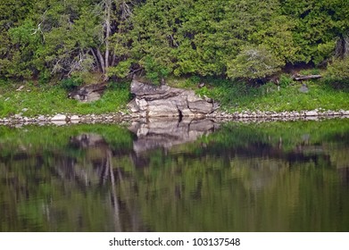 Rocky Shore Of French River, Ontario Canada