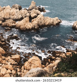 Rocky Shoreline with Crashing Waves