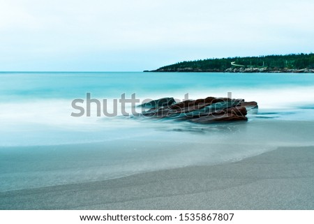 Similar – Foto Bild Bretonische Küste und Strand mit Granitfelsen an der Cote de Granit Rose