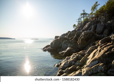 Rocky Shoreline On Cortes Island, British Columbia