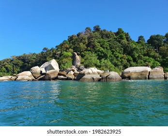 Rocky Shores On A Remote Tropical Island.