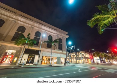 Rodeo Drive In Beverly Hills By Night, California