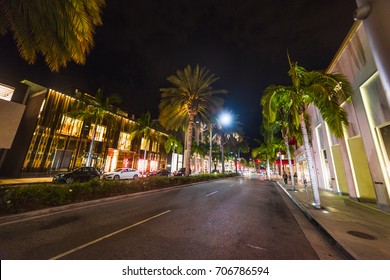 Rodeo Drive At Night. Beverly Hills, California