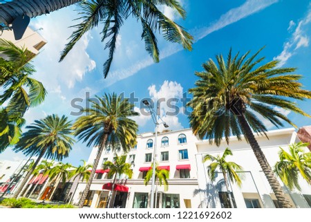Rodeo Drive under a cloudy sky, Beverly Hills. California, USA
